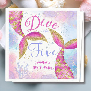 Serviette En Papier Dive in Five Girls Pink 5th Birthday Paper