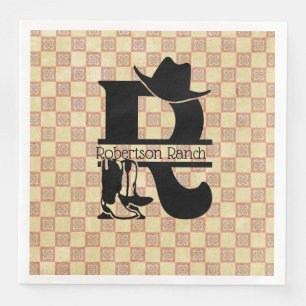 Serviette En Papier Diviser le monogramme de cowboy 'R'