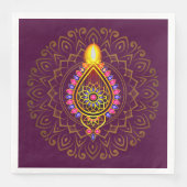 Serviette En Papier Diwali Bijoux Diya Design bougie Mandala Purple (Devant)