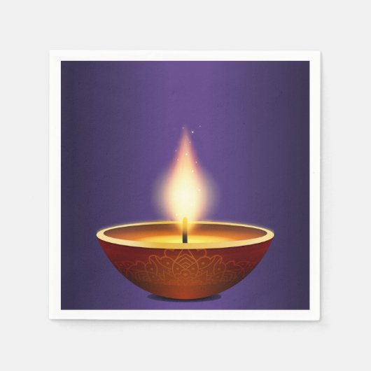 Serviette En Papier Diwali Diya arrière - plan violet (Devant)