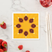 Serviette En Papier Diwali Diyas avec rayons de soleil jaune (En situation)