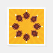 Serviette En Papier Diwali Diyas avec rayons de soleil jaune (Devant)