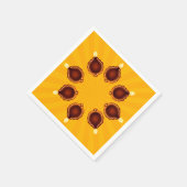 Serviette En Papier Diwali Diyas avec rayons de soleil jaune (Coin)