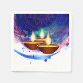 Serviette En Papier Diwali Diyas Blue Paint Lash (Devant)
