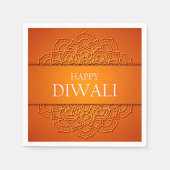 Serviette En Papier Diwali Elegant Moderne Orange Jaune Mandala (Devant)