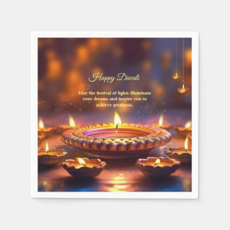 Serviette En Papier Diwali Orange Brown Lampe dorée Diyas