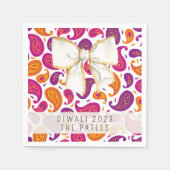 Serviette En Papier Diwali Paisley White Bow Napkin (Devant)