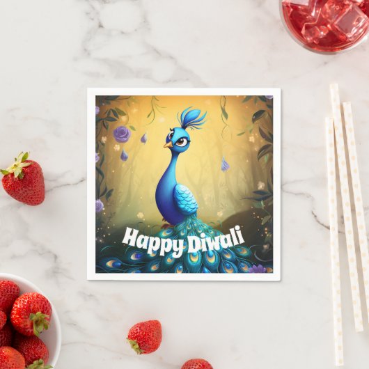 Serviette En Papier 🦚 Diwali se demande : Carte postale Peacock encha (En situation)