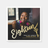 Serviette En Papier Dix-huit 18e anniversaire script photo personnalis (Devant)