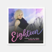 Serviette En Papier Dix-huit 18e anniversaire script photo personnalis (Devant)