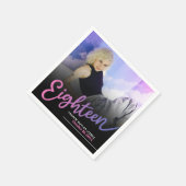 Serviette En Papier Dix-huit 18e anniversaire script photo personnalis (Coin)