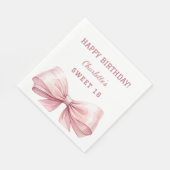 Serviette En Papier Dix-six ans rose bow blanc déjeuner (Coin)