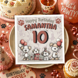 Serviette En Papier Dixième anniversaire d'une petite fille rustique a