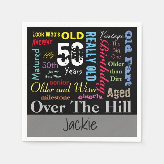 Serviette En Papier do-it-yourself | 50e anniversaire heureux | Jalon (Devant)