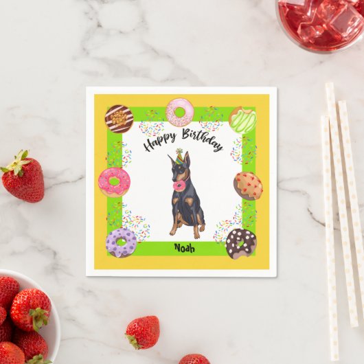 Serviette En Papier Doberman Doberman Donut fête d'anniversaire Napkin (En situation)