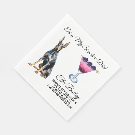 Serviette En Papier Doberman Pincher Mariage Signature Boisson (Coin)