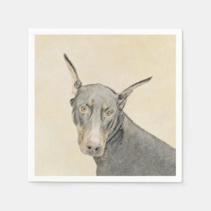 Serviette En Papier Doberman Pinscher Peinture - Art Chien original