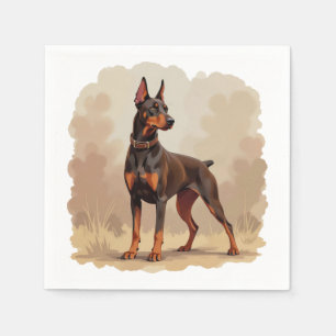 Serviette En Papier Dobermann Pinscher Chien Marron Rouille Rouge