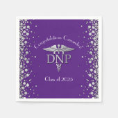 Serviette En Papier Docteur en soins infirmiers Graduation Purple Silv (Devant)