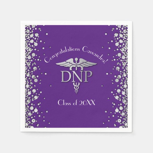 Serviette En Papier Doctor Nursing Practice Graduation Purple Silver (Devant)