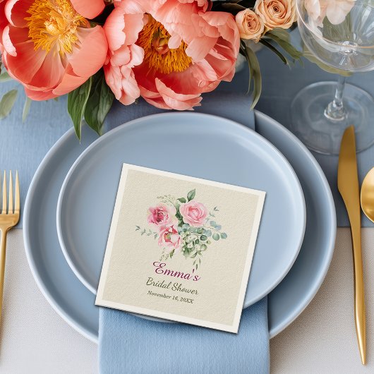 Serviette En Papier Document de Fête des mariées de Personnaliser Rose