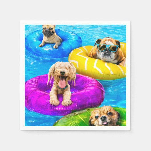 Serviette En Papier Dog Pool Party (Devant)