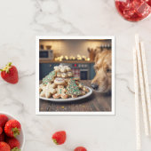 Serviette En Papier Dog Sniffing Christmas Sugar Cookies (En situation)