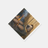 Serviette En Papier Dog Sniffing Hamburgers On a Barbecue Grill (Coin)