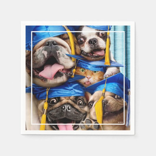 Serviette En Papier Dogs and Cat Grads in Photo Booth (Devant)