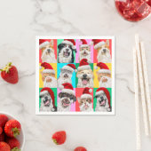 Serviette En Papier Dogs and Cats with Santa Beard (En situation)