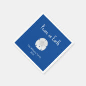 Serviette En Papier Dollar de la plage de Noël Paix sur Terre Bleu (Coin)