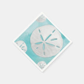 Serviette En Papier Dollar de Sable de Plage Tropicale Aquarelle Turqu (Coin)