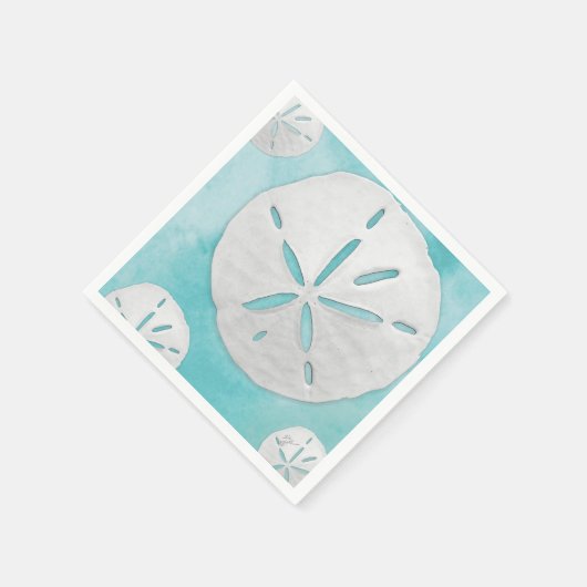 Serviette En Papier Dollar de Sable de Plage Tropicale Aquarelle Turqu (Coin)