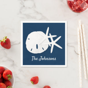 Serviette En Papier Dollar de sable de Starfish Coastal Marine bleu Cu