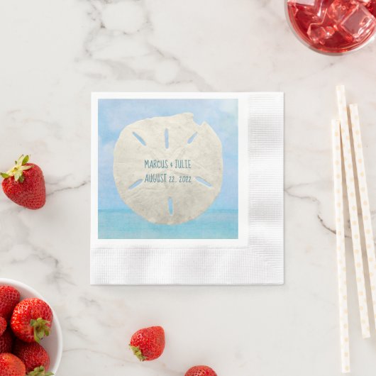 Serviette En Papier Dollar de sable mariage sur l'aquarelle (En situation)