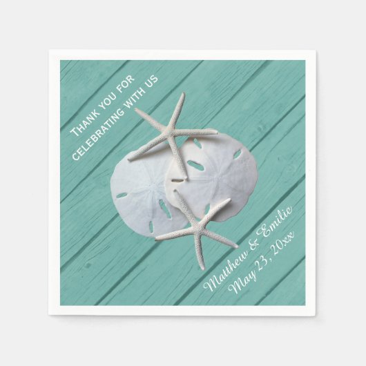 Serviette En Papier Dollar de sable personnalisé Mariage de Starfish (Devant)