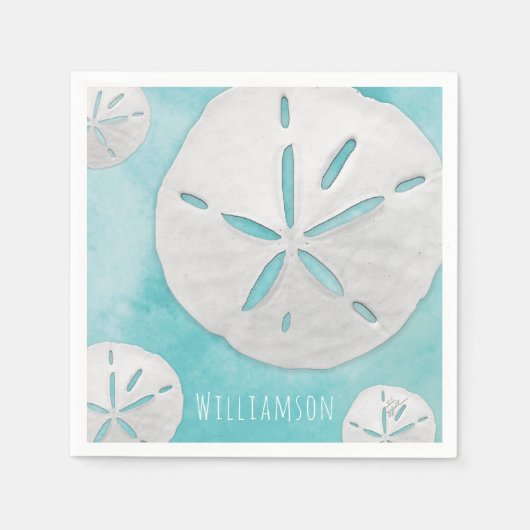 Serviette En Papier Dollar de sable tropical Turquoise (Devant)