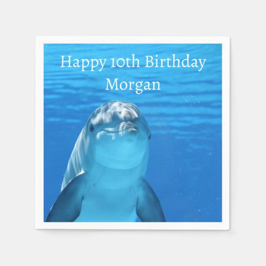 Serviette En Papier Dolphin Blue Ocean 10e fête d'anniversaire (Devant)