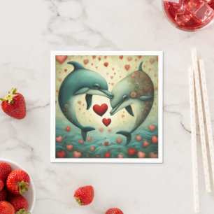 Serviette En Papier Dolphin Love 2