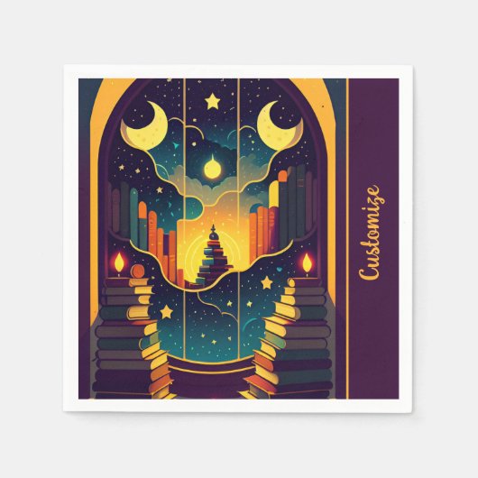 Serviette En Papier Domaine Magique Des Livres 2 (Devant)