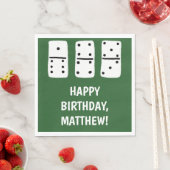 Serviette En Papier Dominos blancs avec points noirs sur vert (En situation)