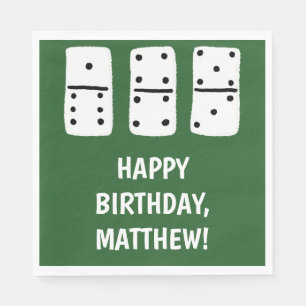Serviette En Papier Dominos blancs avec points noirs sur vert