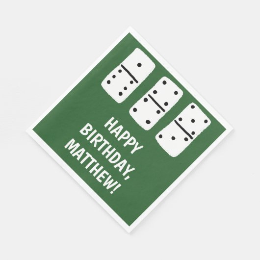 Serviette En Papier Dominos blancs avec points noirs sur vert (Coin)