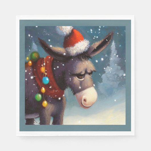 Serviette En Papier Donkey de Noël 2 (Devant)