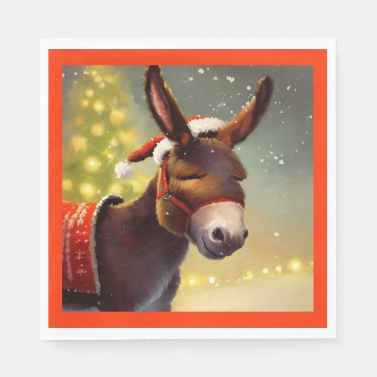 Serviette En Papier Donkey de Noël 4 (Devant)