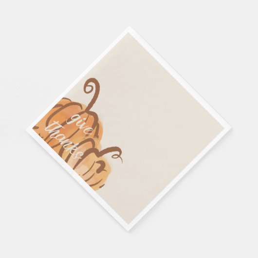 Serviette En Papier Donner Merci Aquarelle Citrouille Thanksgiving Nap (Coin)