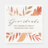 Serviette En Papier Donner Merci Aquarelle Feuilles de chute Thankesgi (Devant)