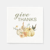 Serviette En Papier Donner Merci Citrouille Aquarelle (Devant)