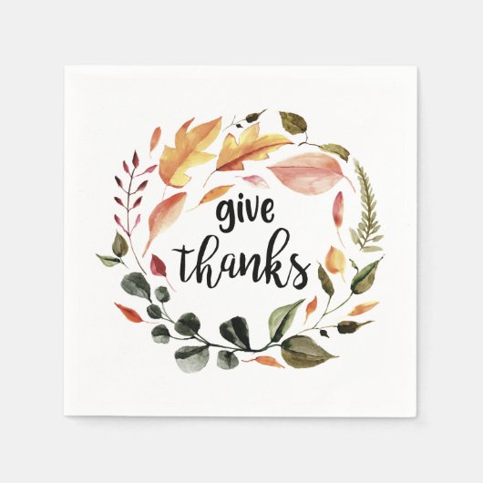 Serviette En Papier Donner Merci Main Letting Fall Leaves Wreath chic (Devant)