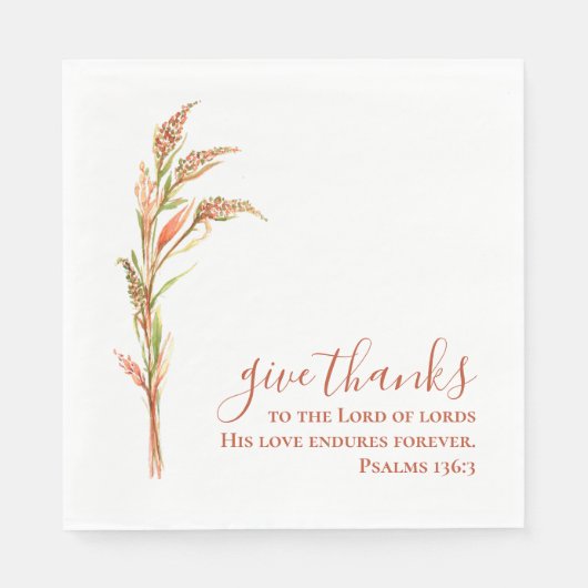 Serviette En Papier Donnez Merci Aquarelle Minimale Thanksgiving (Devant)